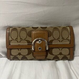 Coach Brown Signature Trifold Wallet